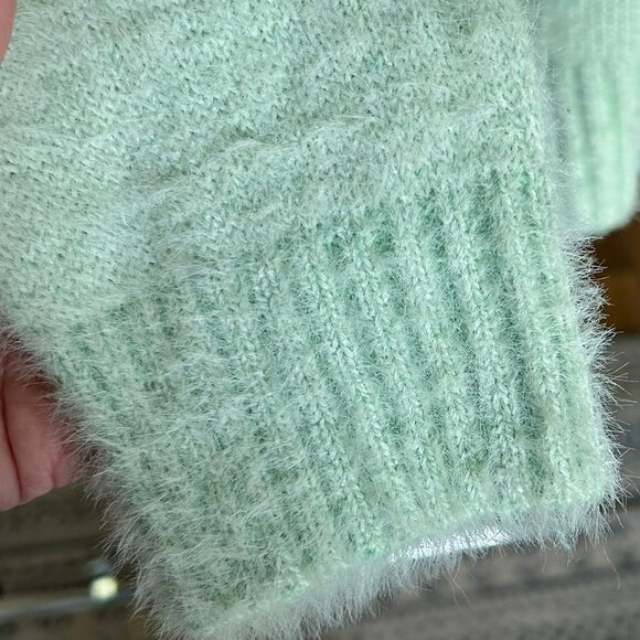 Storia Seafoam Mint Green Mohair Type Crew Neck Boxy Fit Sweater Womens Size Med - Picture 6 of 9